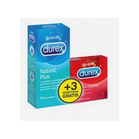 Durex natural plus 12 preservativos + 3 preservativos contacto suave